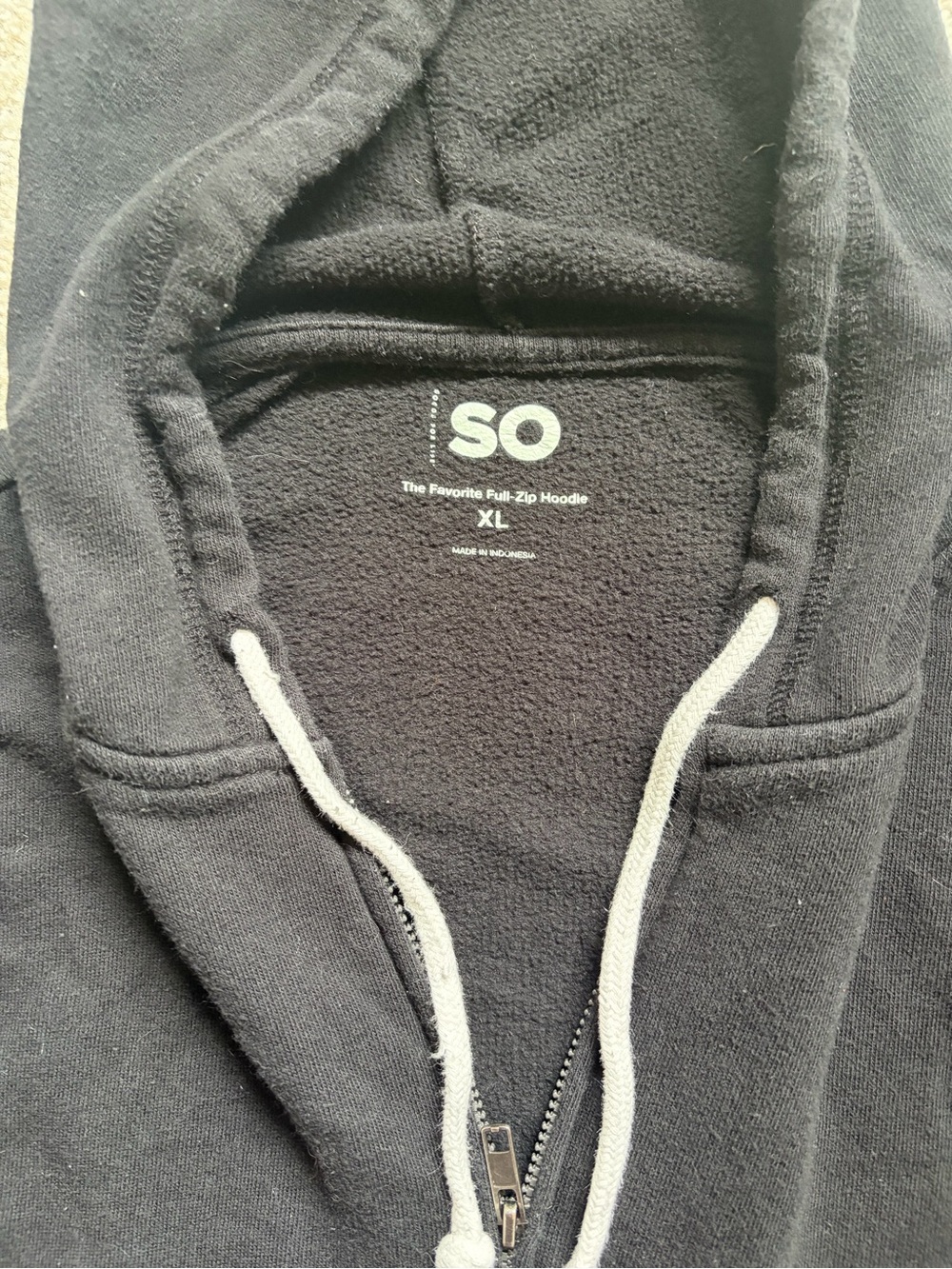 SO Black Women's Full-Zip Hooded Sweatshirt with White Drawcords - Picture 2 of 8